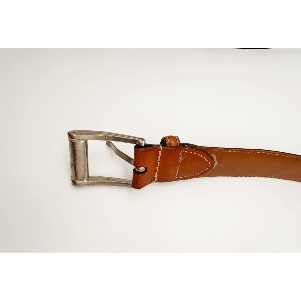 Johnston & Murphy Brown Aniline Kipskin Shoulders Leather Belt Size 38 Made USA - Picture 5 of 7